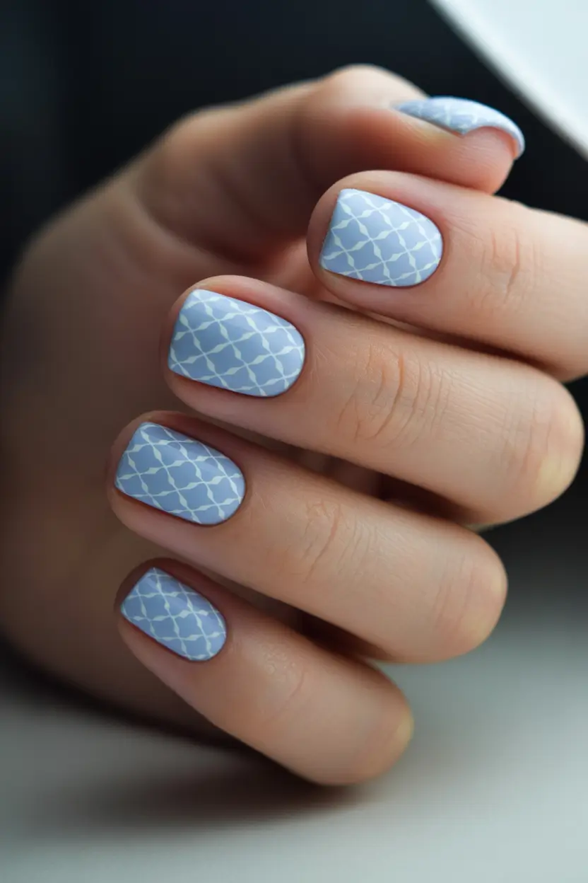 cute spring nails square 2026 pastel blue patterned short square nails