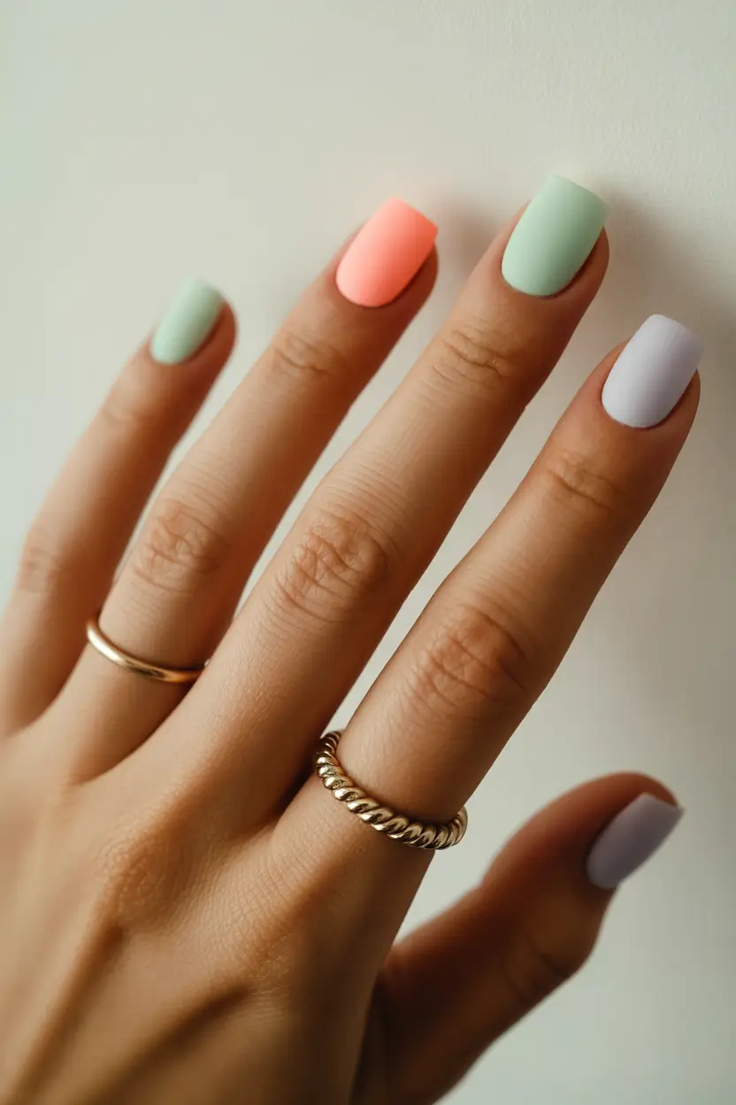 cute spring nails square 2026 Minimal Pastel Square Nails with Fresh Spring Colors