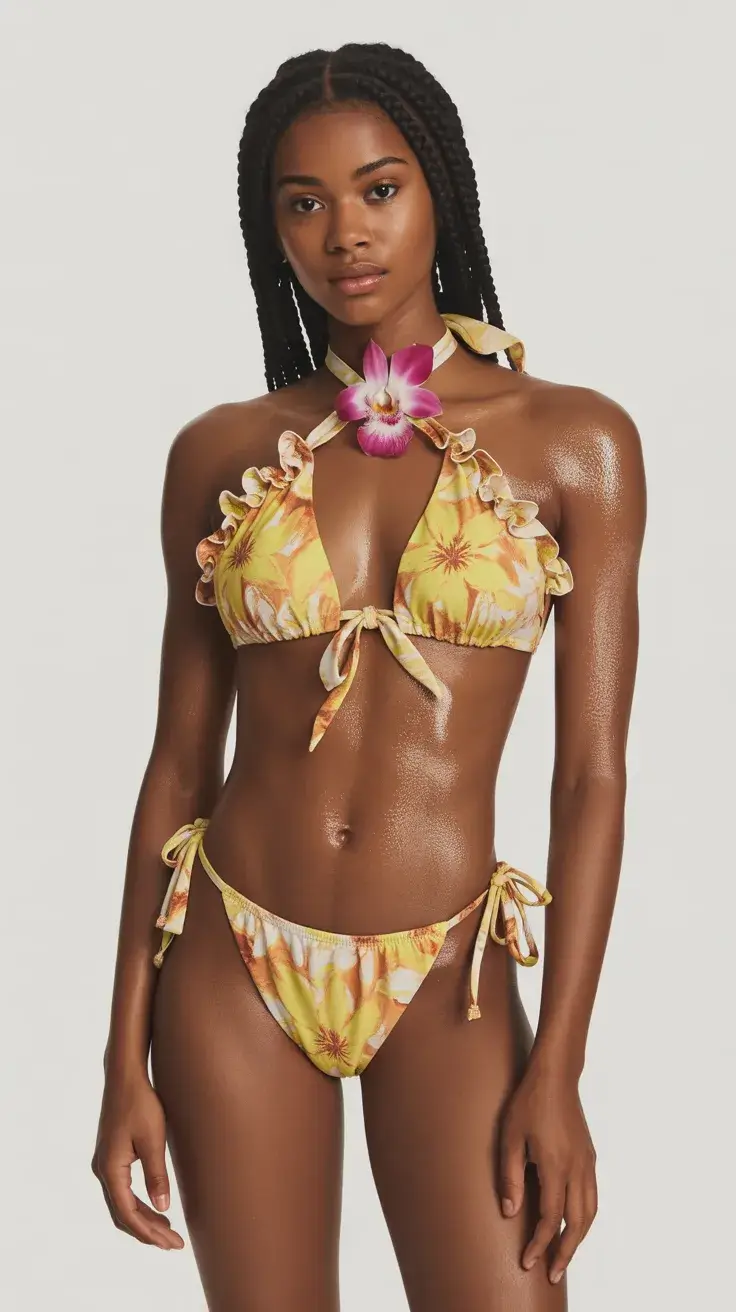 swimsuits outfits 2026 Tropical Floral Bikini With Playful Feminine Details