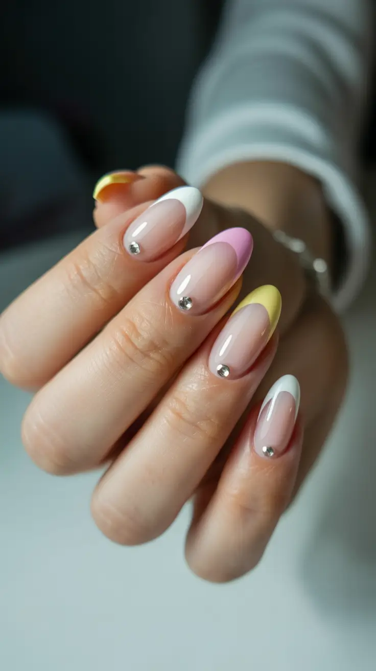 cute yellow spring nails 2026 pastel french almond manicure yellow tips