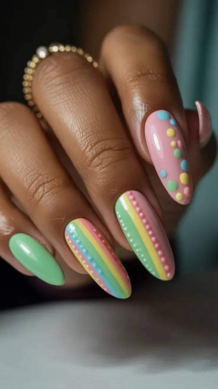 easter nails ideas 2026 Colorful Easter Candy Inspired Nail Art