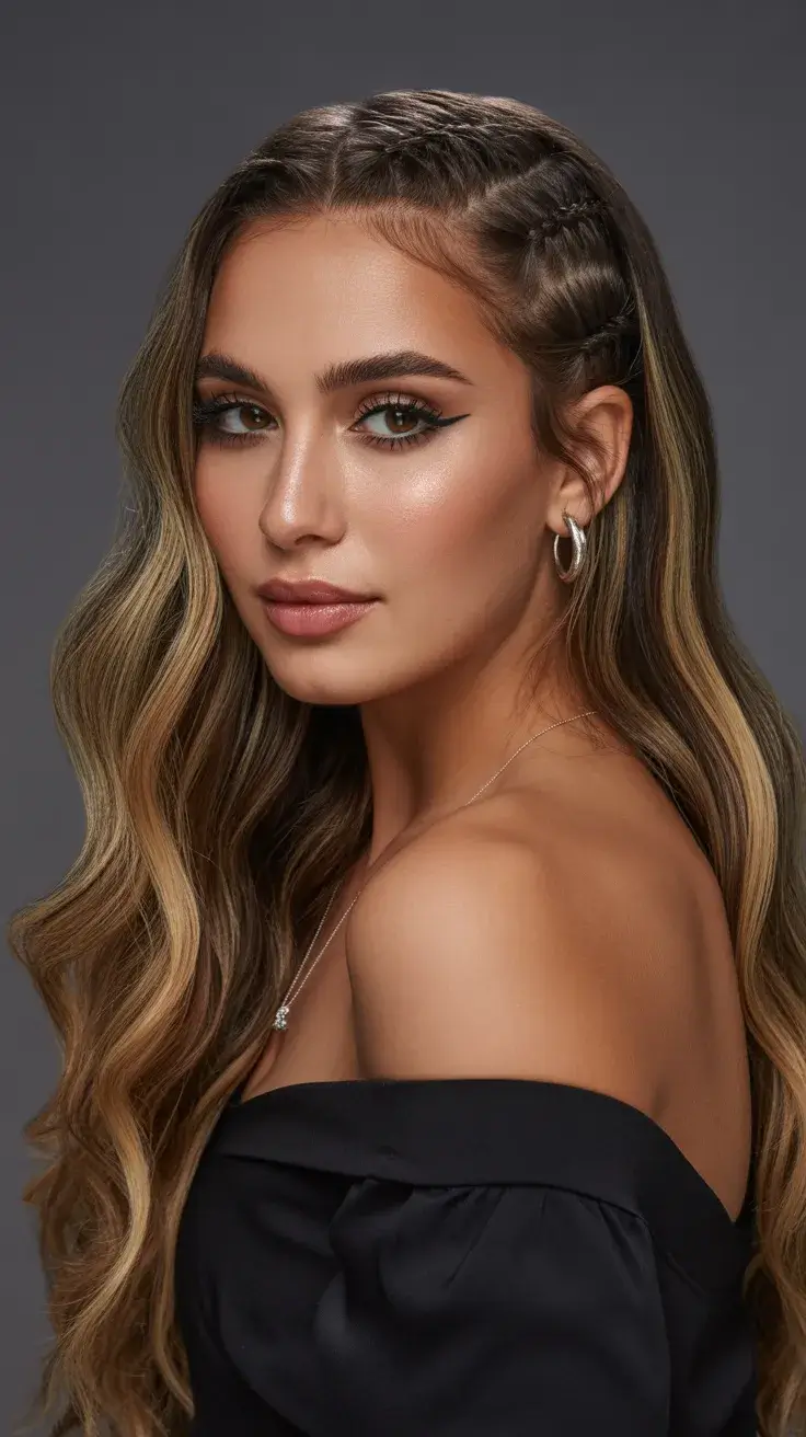 graduation hairstyles ideas 2026 Romantic Side Braid Detail With Long Flowing Hair