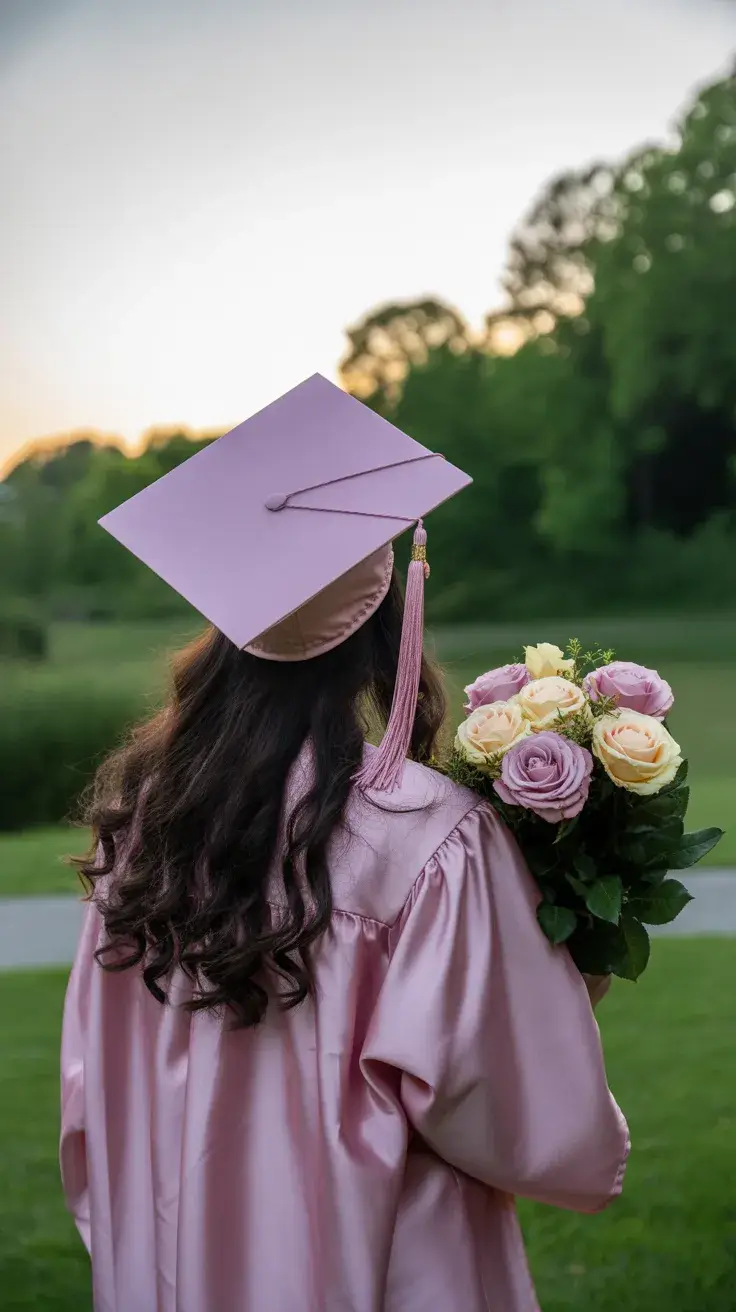 graduation hairstyles ideas 2026 Soft Curly Lengths Under a Classic Graduation Cap