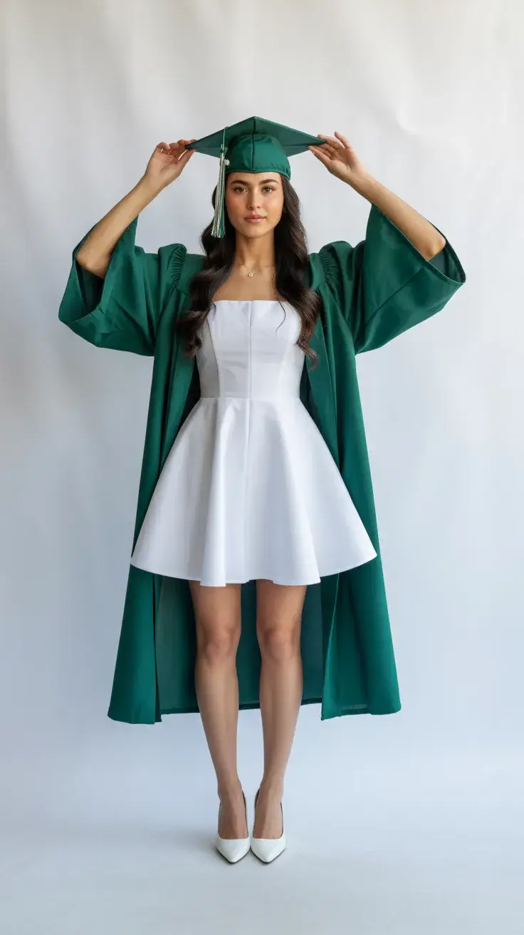 graduation look ideas 2026 Fresh Minimal White Dress For A Modern Graduation Moment