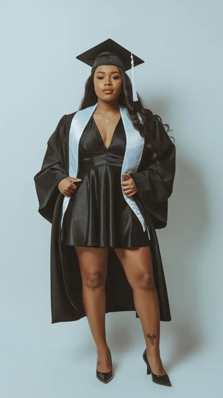 graduation look ideas 2026 Sleek Black Mini Dress With A Confident College Graduation Edge