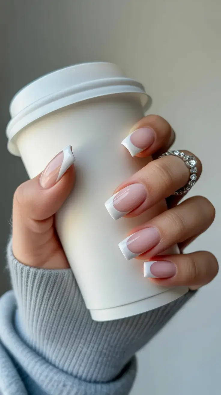 graduation nails ideas 2026 Short French Tip Graduation Nails With Soft Pink Base
