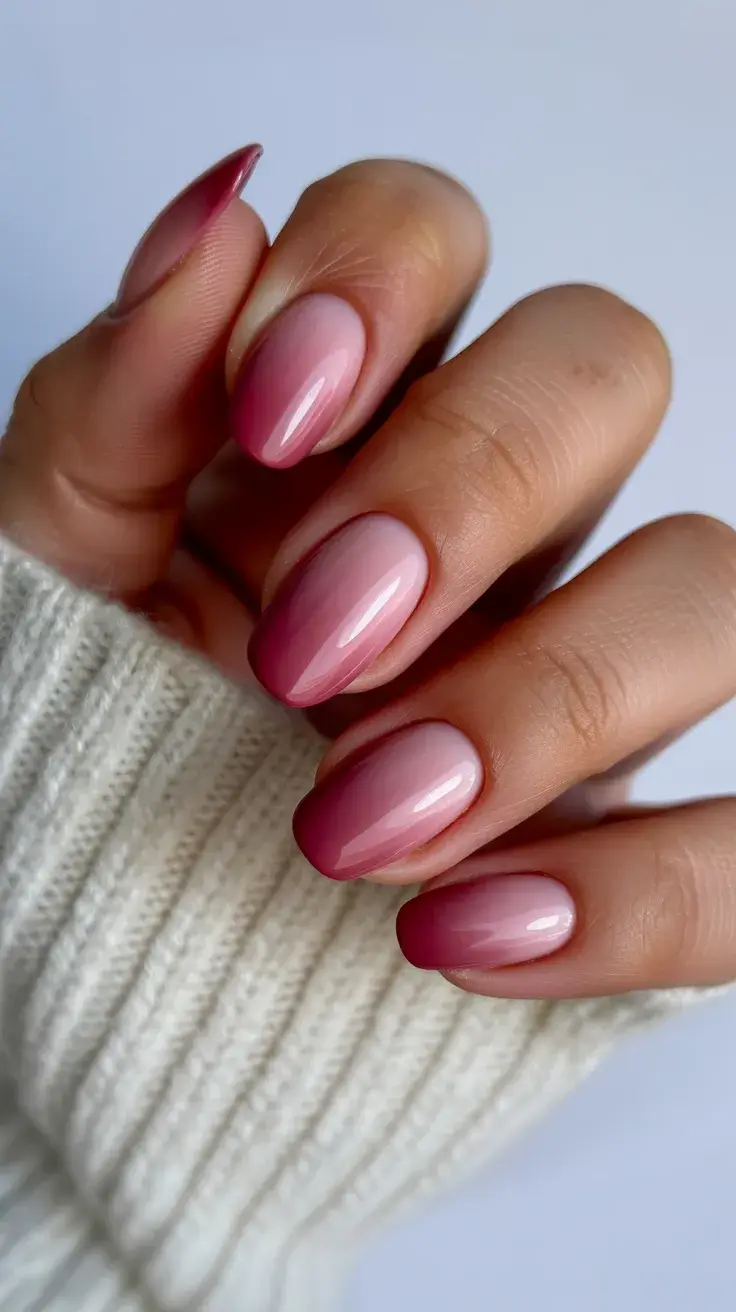 graduation nails ideas 2026 Soft Pink Ombre Graduation Nails With Glossy Finish