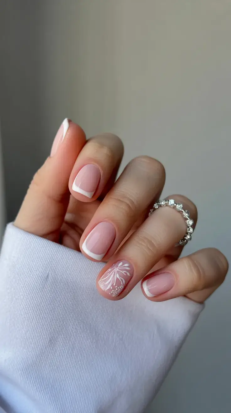 graduation nails ideas 2026 Minimal Short French Nails With Delicate White Nail Art