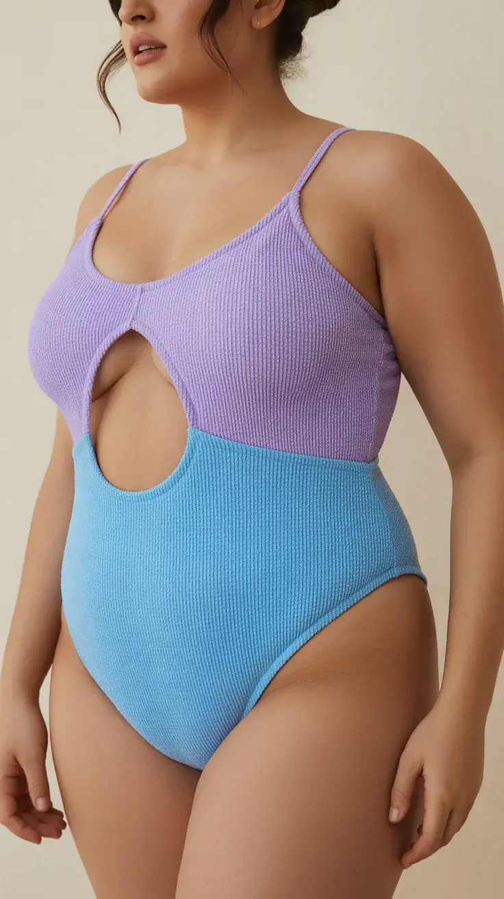 plus size swimsuit Summer 2026 Soft Pastel Cut Out One Piece with a Playful Mood
