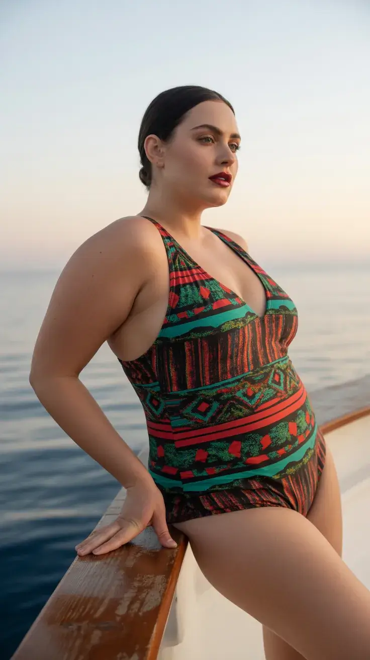 plus size swimsuit Summer 2026 Graphic Tribal Energy with a Sculpting Fit