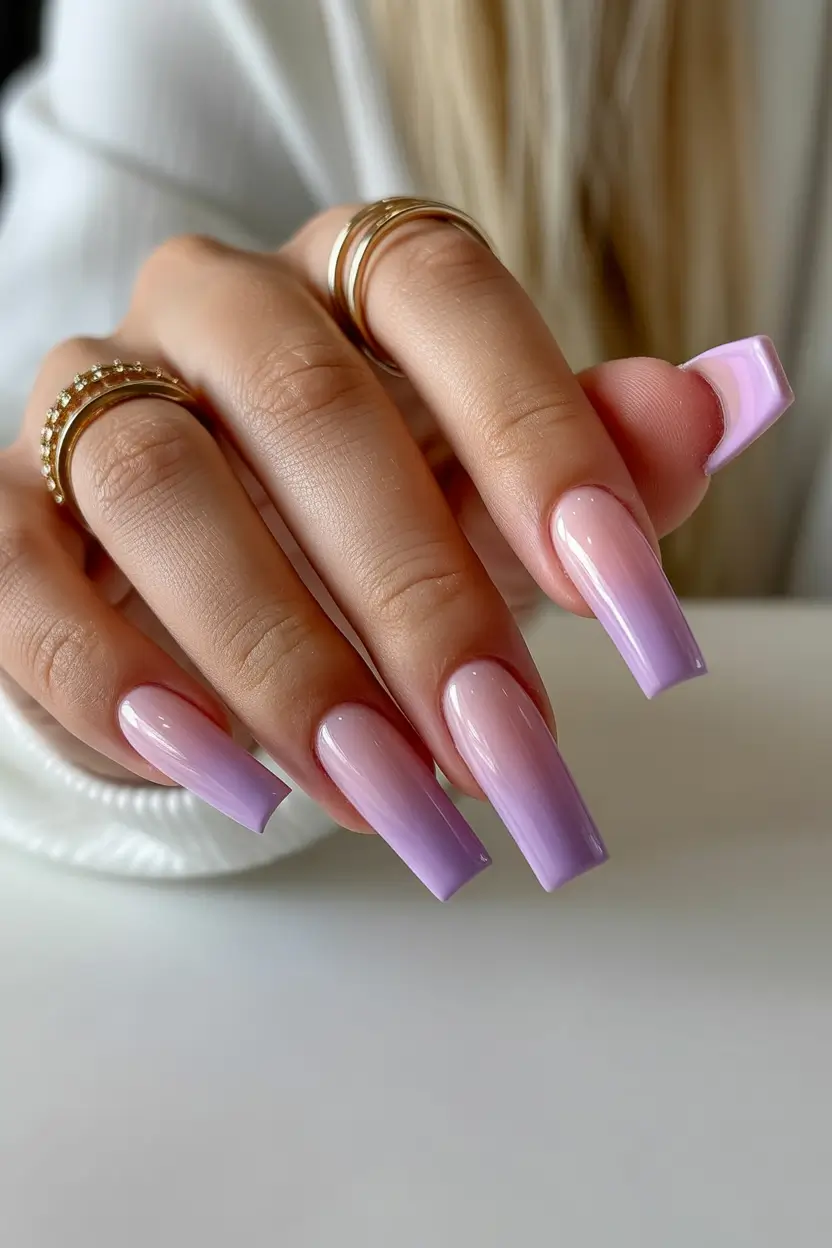 pretty colorful spring nails 2026 lilac acrylic square nails