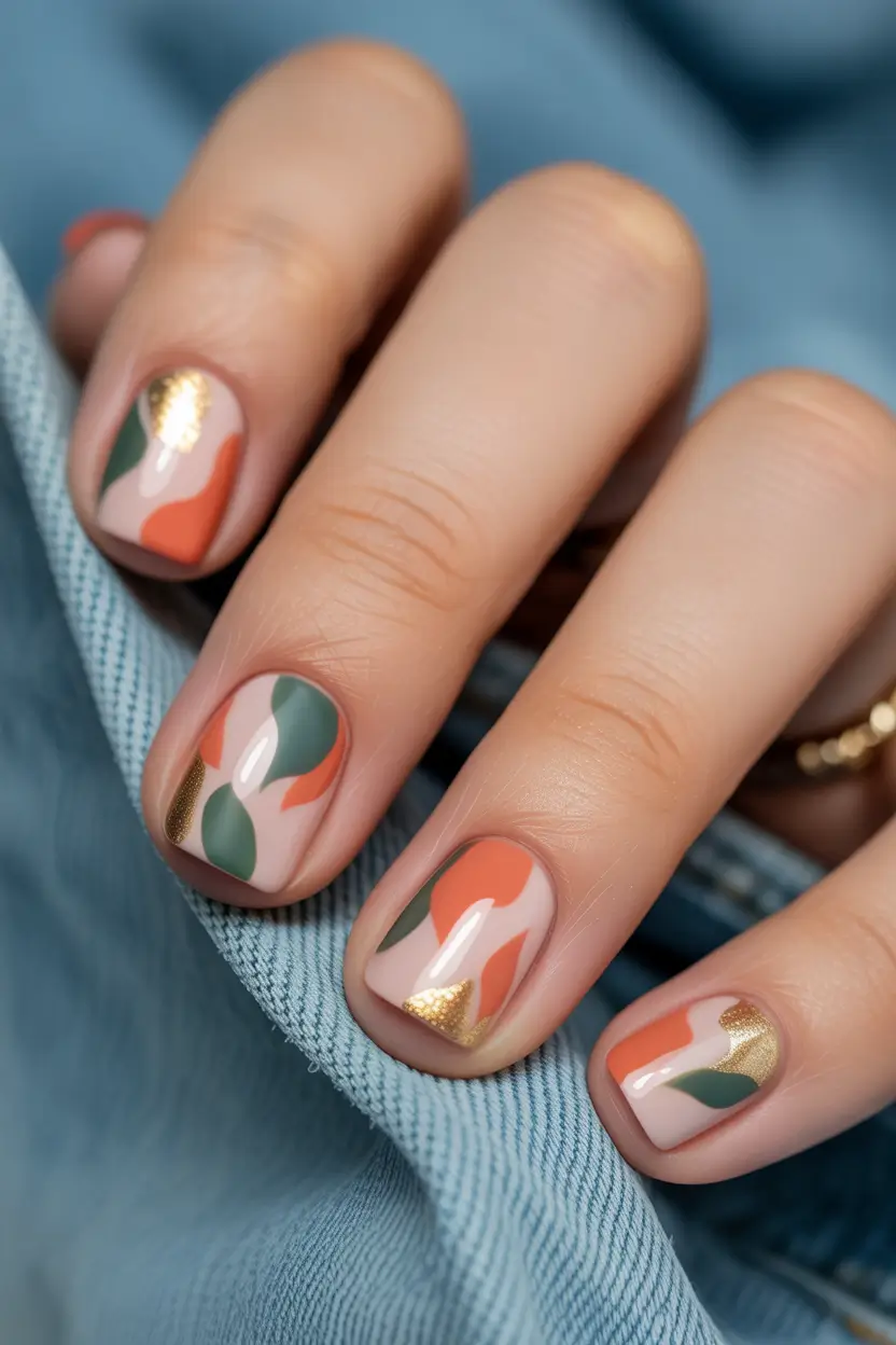 pretty colorful spring nails 2026 Minimal Abstract Short Spring Nails