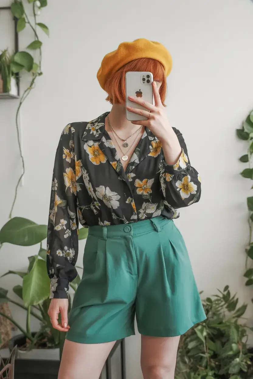 retro vintage summer outfits 2026 Dark Floral Contrast with an Artistic Vintage Mood