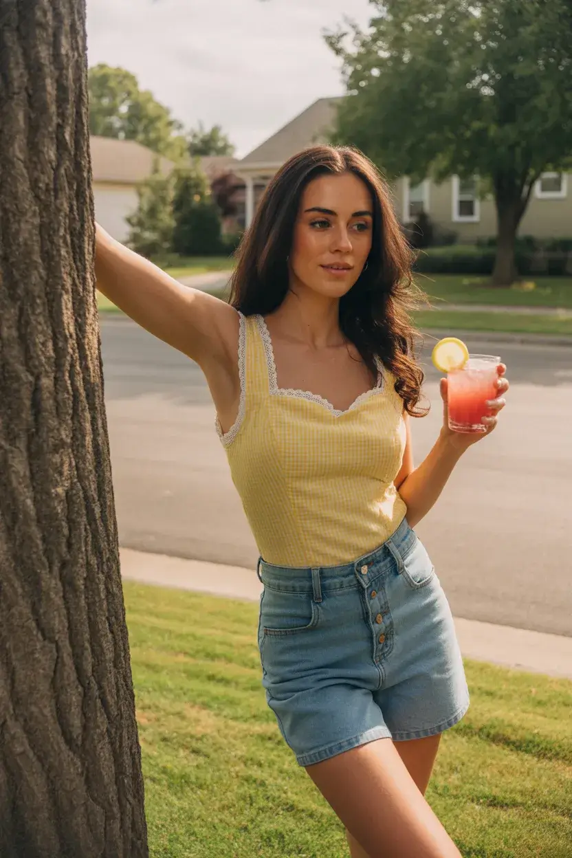 retro vintage summer outfits 2026 Sunlit Gingham and Easy Denim Days