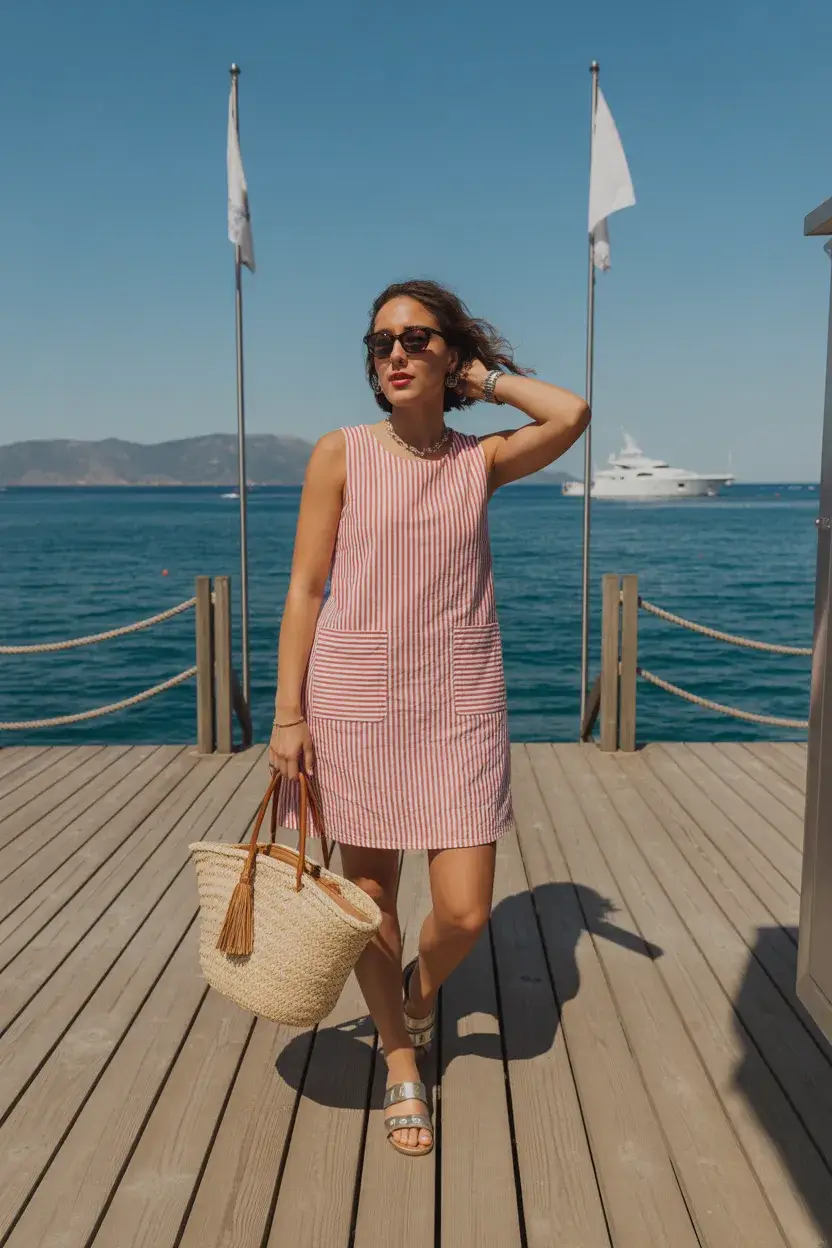 retro vintage summer outfits 2026 Striped Coastal Simplicity with a 90s Spirit