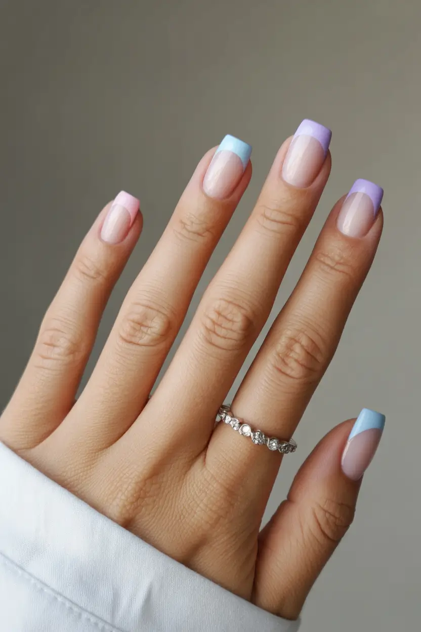 short spring nails 2026 pastel french tips that feel like spring air