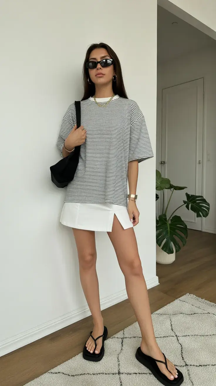 summer flip-flops 2026 Relaxed Stripes and Chunky Black Flip Flops