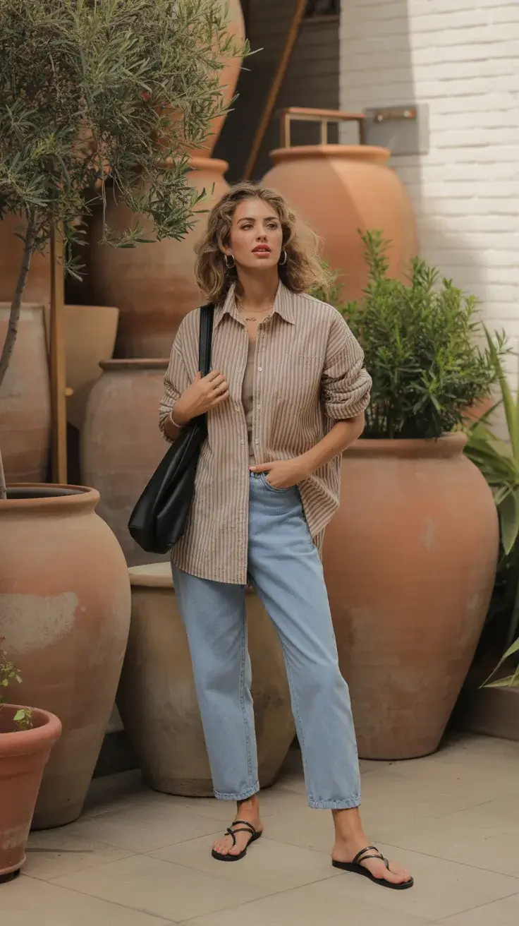 summer flip-flops 2026 Earth tones and relaxed tailoring for warm city days