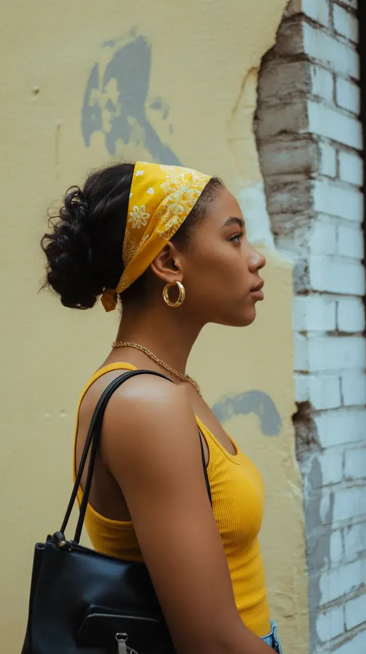 summer hairstyles for swimming 2026 Low Bun with Bandana for Everyday Summer Movement