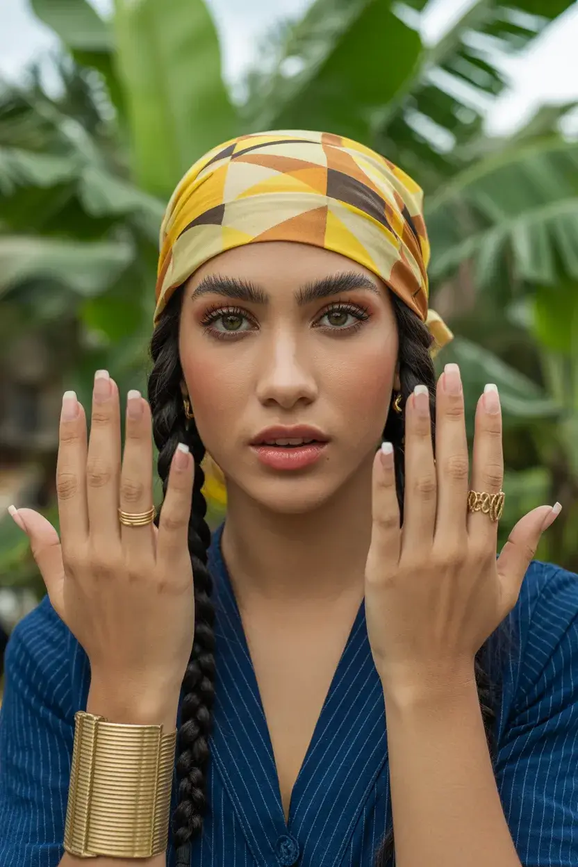 summer heads 2026 Dual Braids with Graphic Scarf Covering