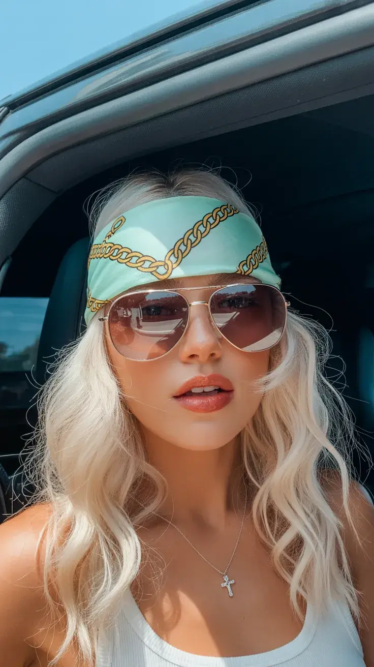 summer heads 2026 Platinum Waves with Luxe Silk Scarf Band