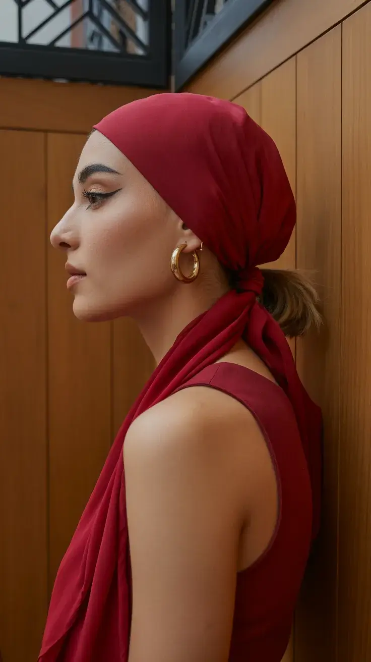 summer heads 2026 Sleek Low Tie with Bold Red Scarf Covering