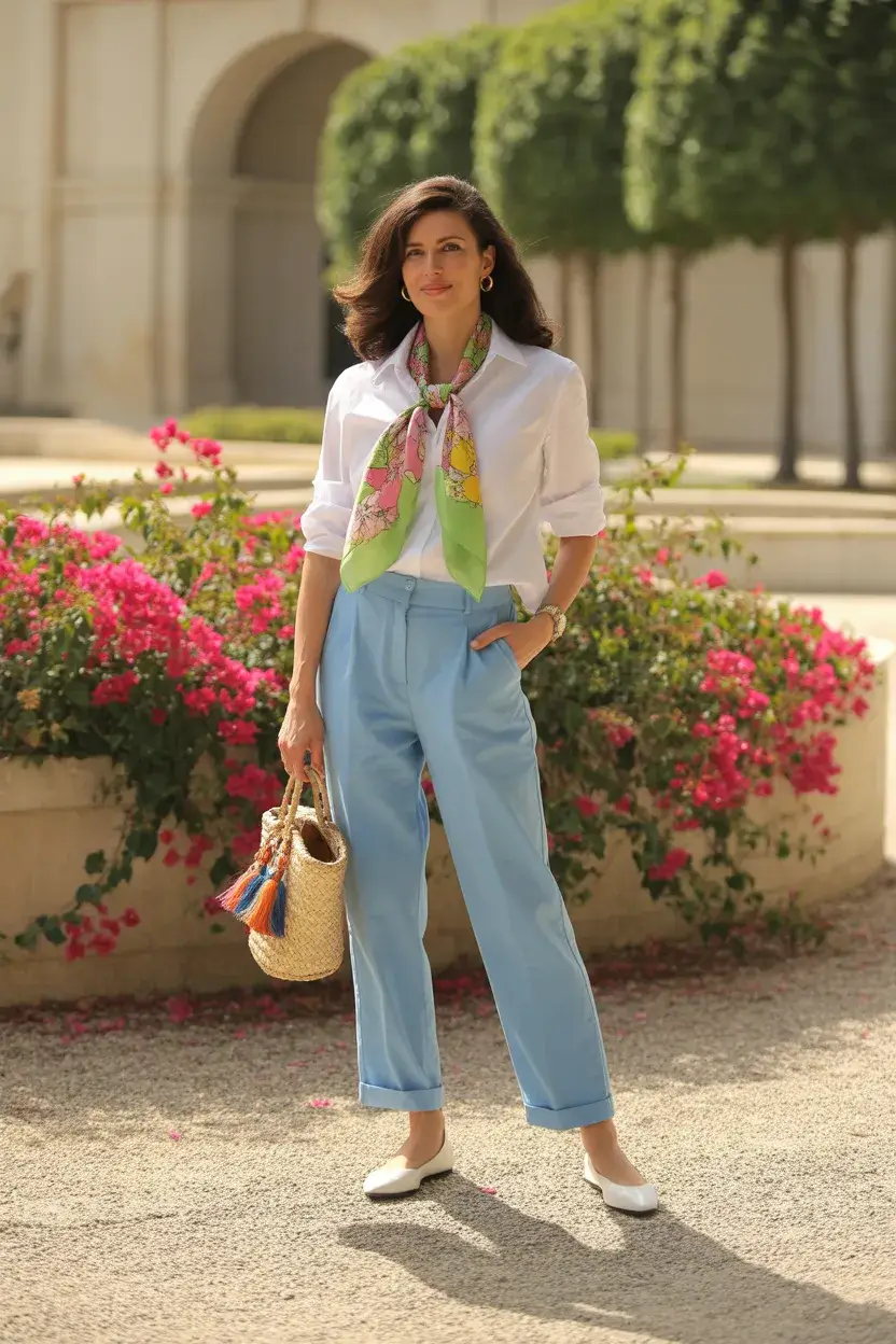 summer outfit for women over 40 2026 Polished Ease with a Hint of Color Confidence