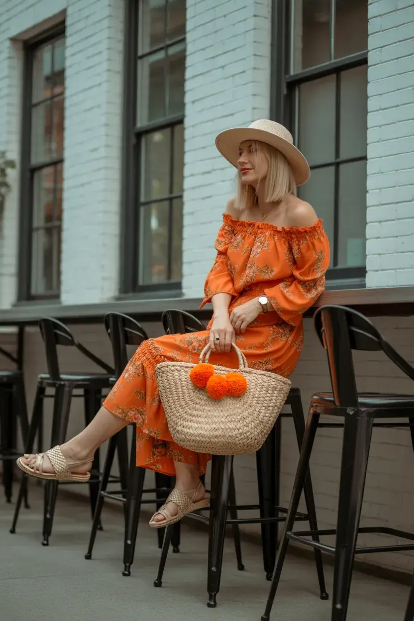 summer outfit for women over 40 2026 Sunset Boho Dress with Effortless Summer Mood