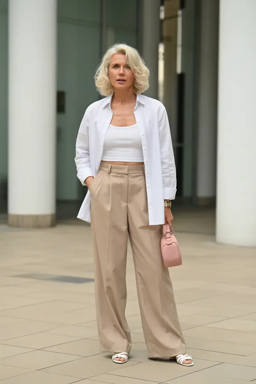summer outfit for women over 60 2026 Layered Neutrals with a Modern Relaxed Feel