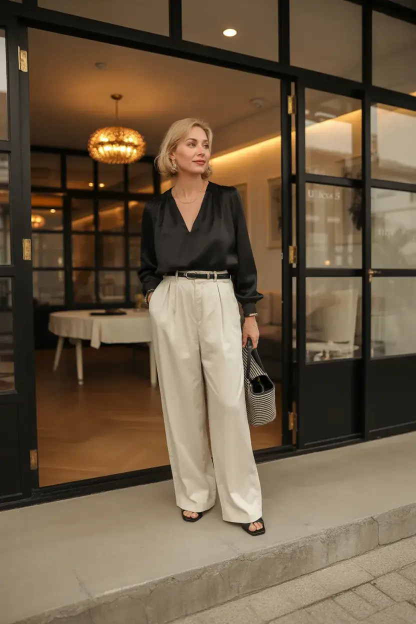 summer outfit for women over 60 2026 Evening Ease with Fluid Neutrals