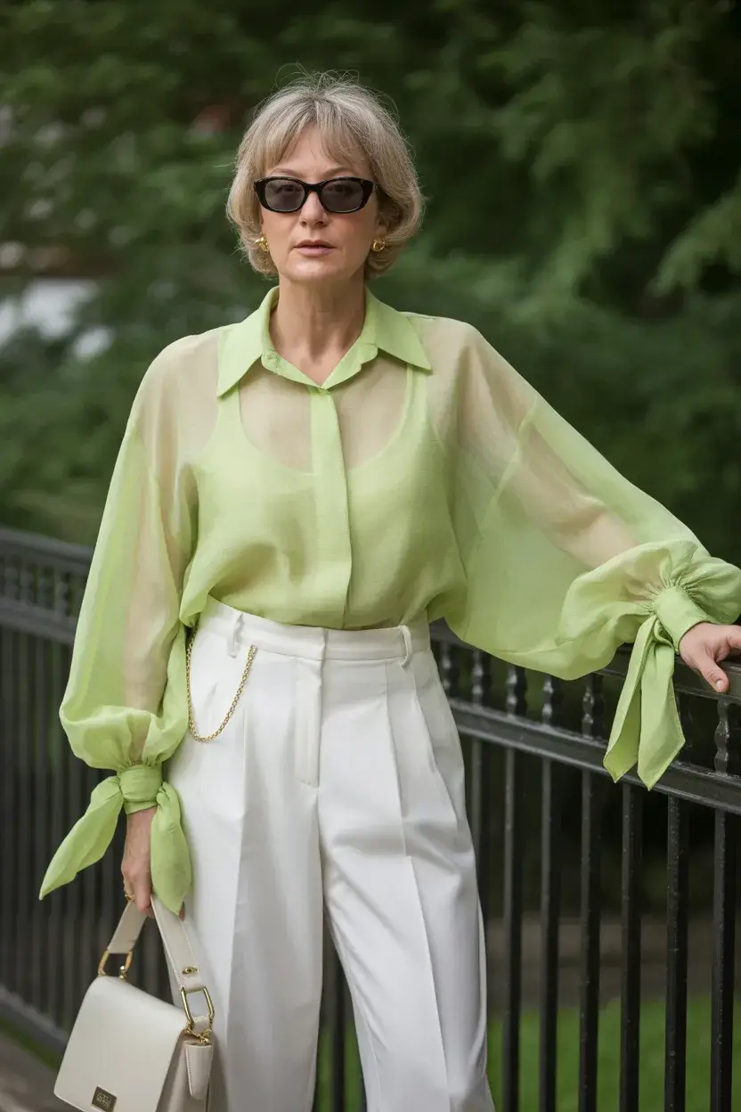 summer outfit for women over 60 2026 Sheer Layers and Modern Femininity