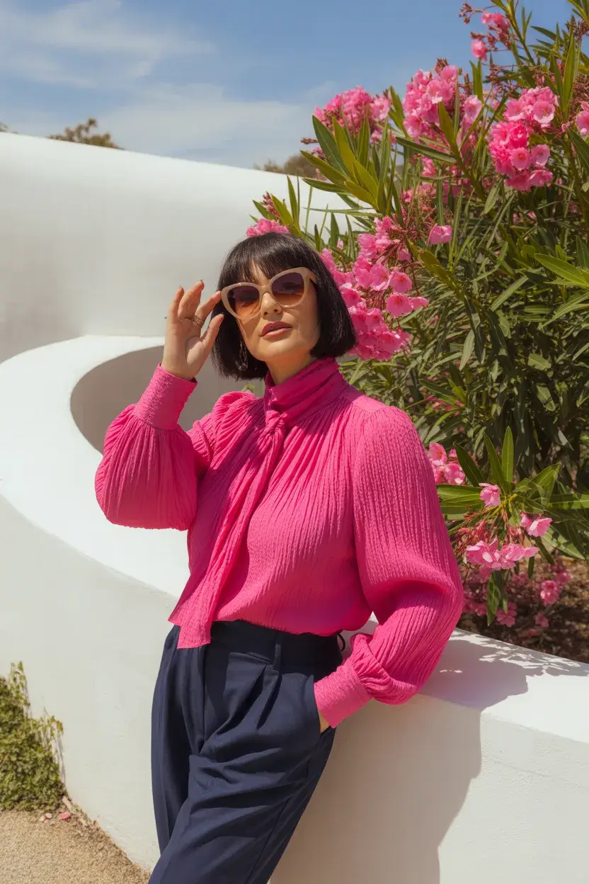 summer outfit for women over 60 2026 Bold Pink and Relaxed Confidence