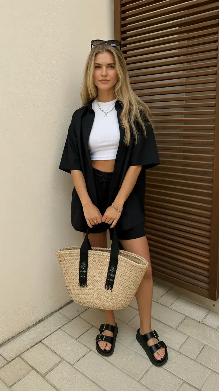 summer outfits with sandals 2026 Sporty Monochrome with a Street Ready Edge
