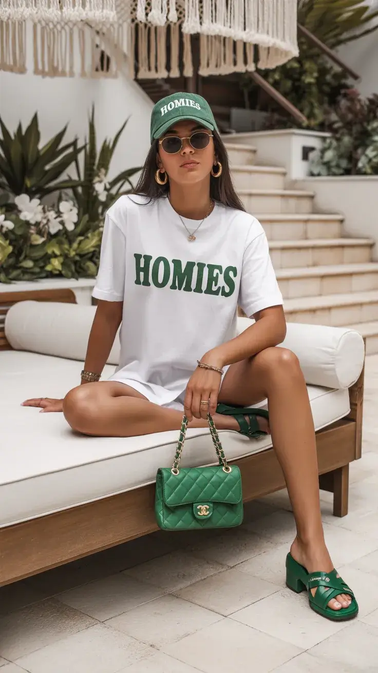 summer outfits with sandals 2026 Sporty Graphic Tee and Statement Sandals Energy
