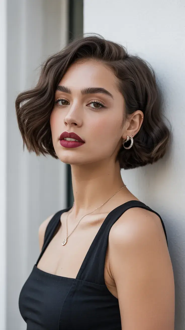 summer short haircut 2026 Soft Wavy French Bob with Side Part Energy