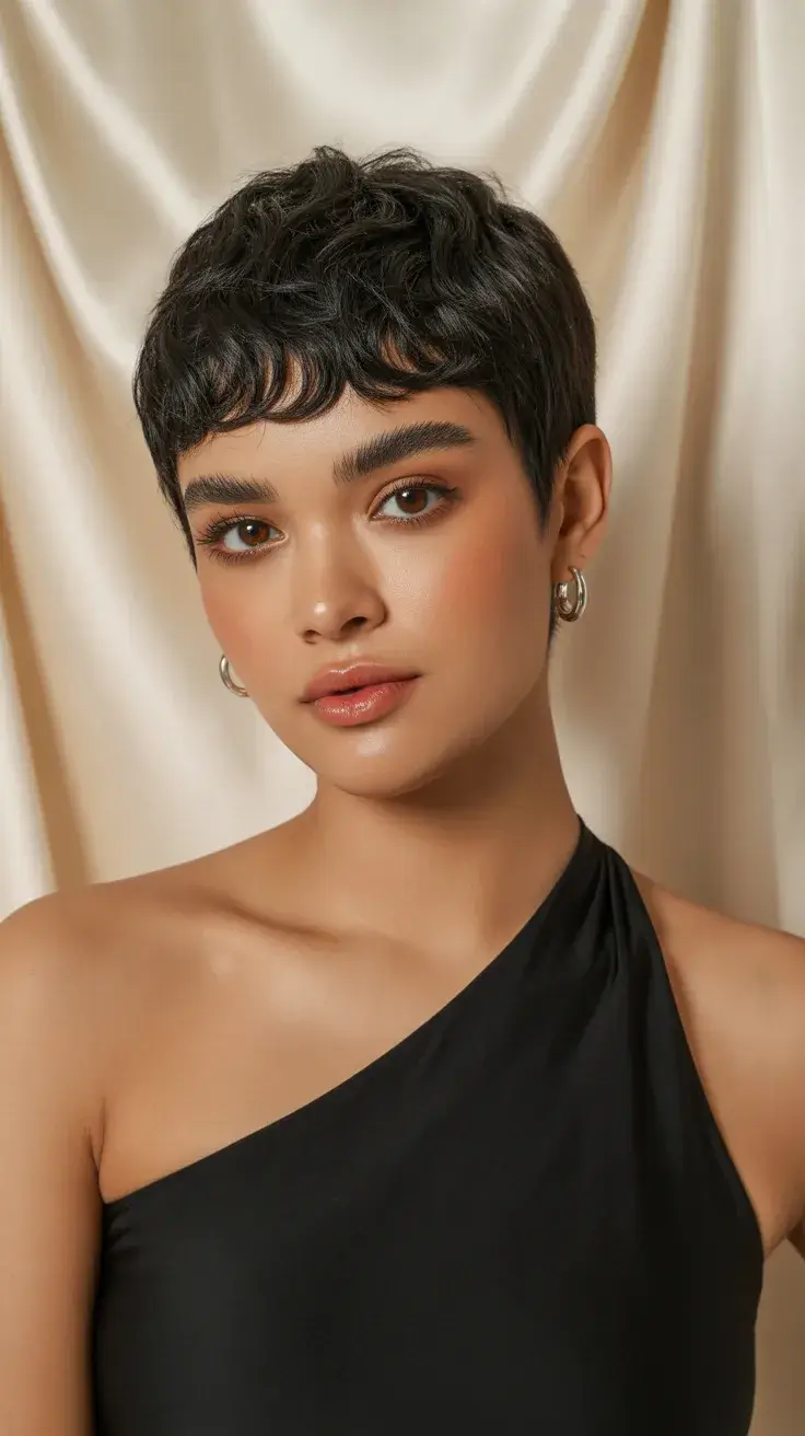 summer short haircut 2026 Ultra Short Textured Pixie with Micro Bangs