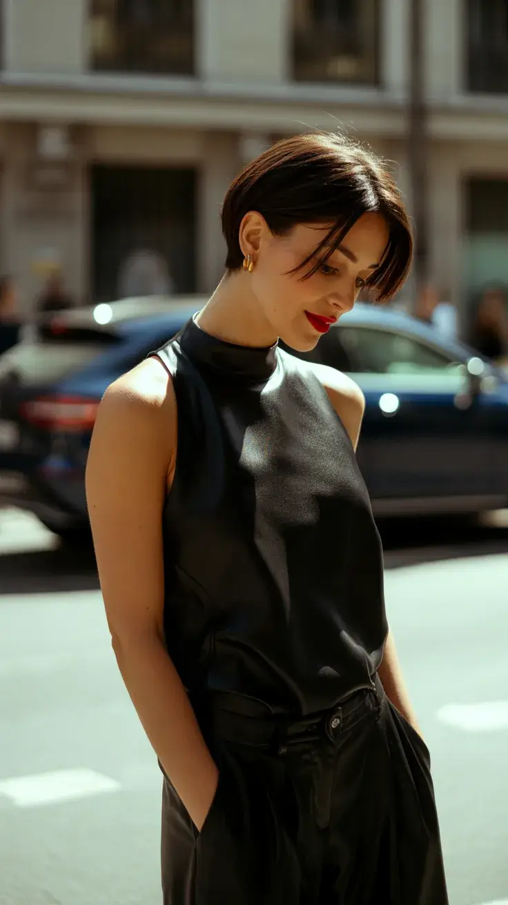 summer short haircut 2026 Minimalist Sleek Crop with Center Part