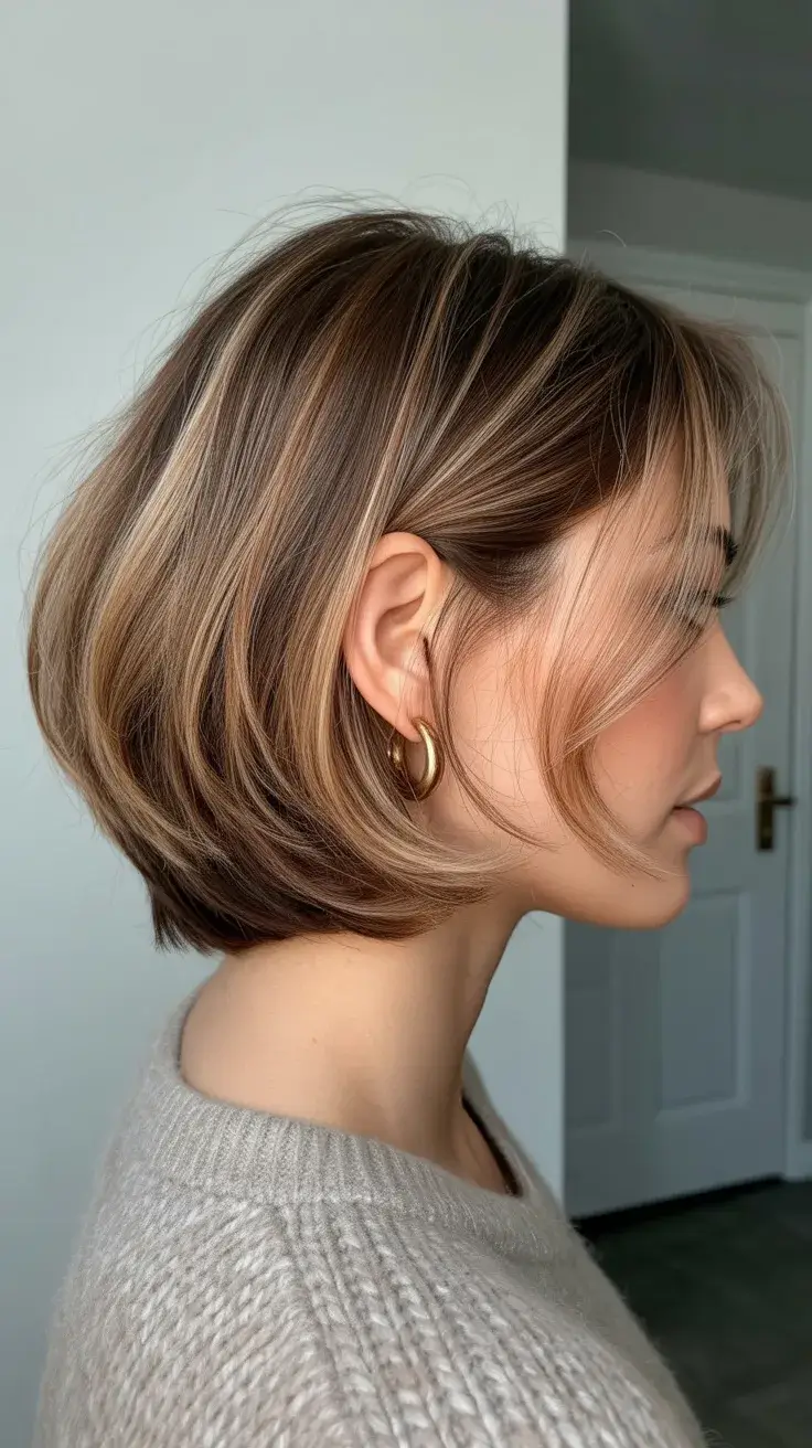 summer short haircut 2026 Polished Layered Bob with Soft Dimension