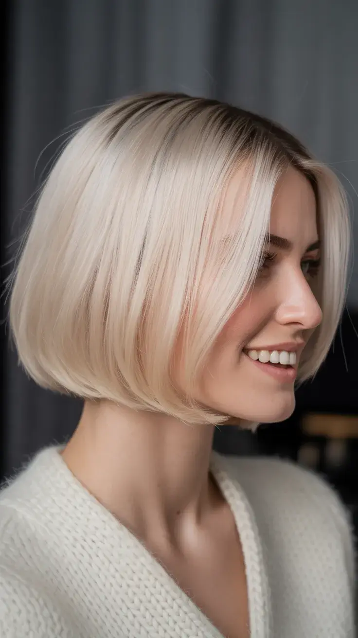 summer short haircut 2026 Precision Blonde Glass Bob with Minimal Layers
