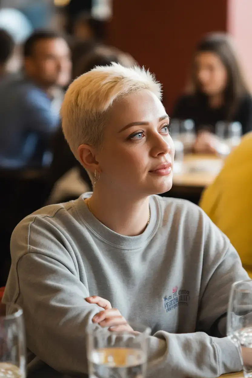 summer short haircut 2026 Ultra Short Bleached Buzz with Soft Edges