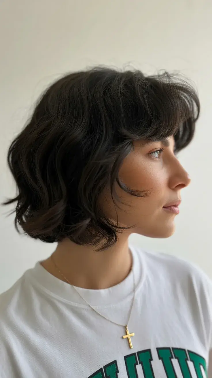 summer short haircut 2026 Soft Curly Bob with Natural Volume and Bangs