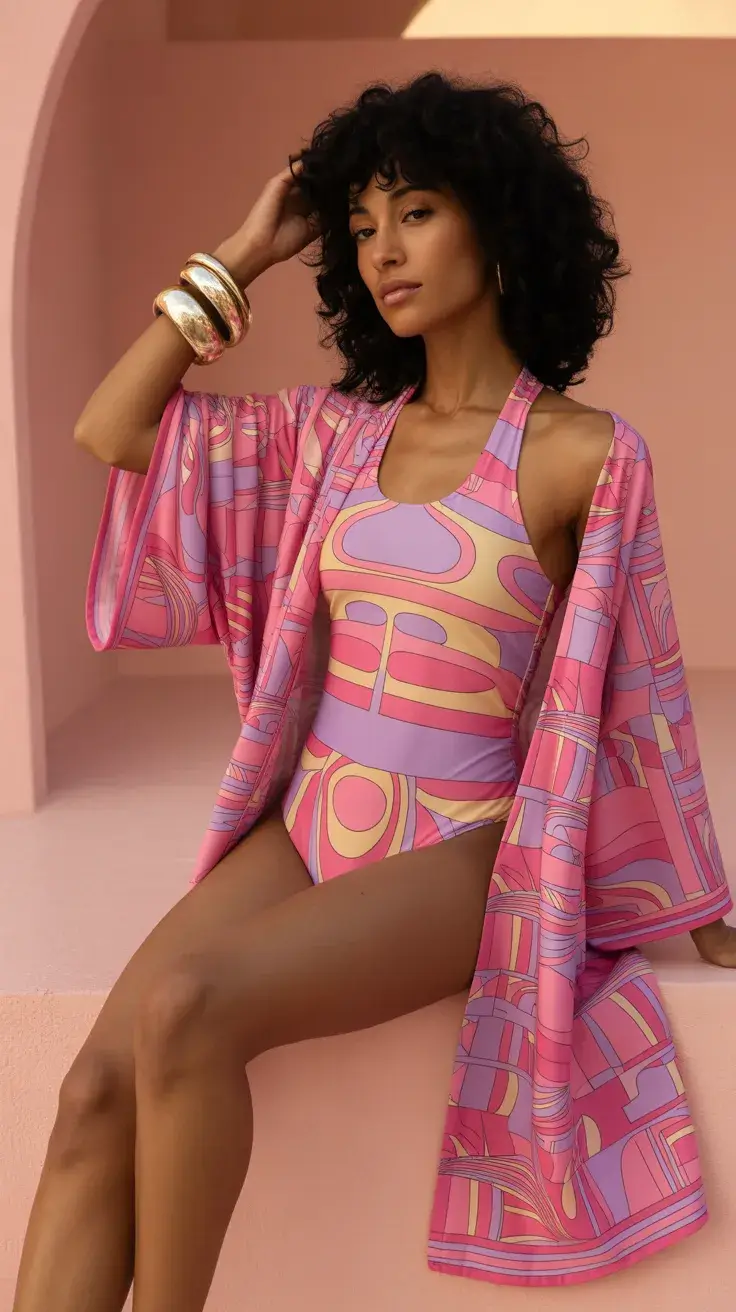 swimsuit coverups outfit 2026 Graphic Pink Statements and Modern Retro Energy