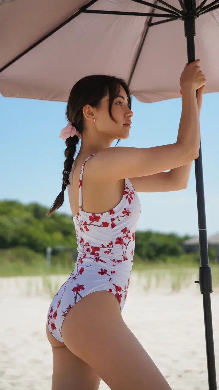 swimsuit for pool party 2026 Delicate floral softness in red and white