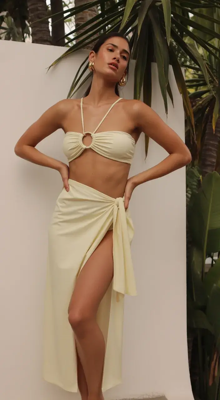 swimsuit with skirt 2026 Soft Cream Tones with a Fluid Silhouette