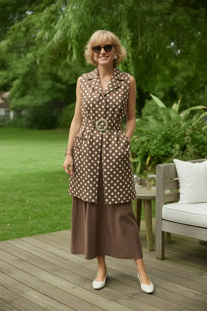 summer outfit for women over 50 2026 Polished Polka Dots with a Vintage Twist