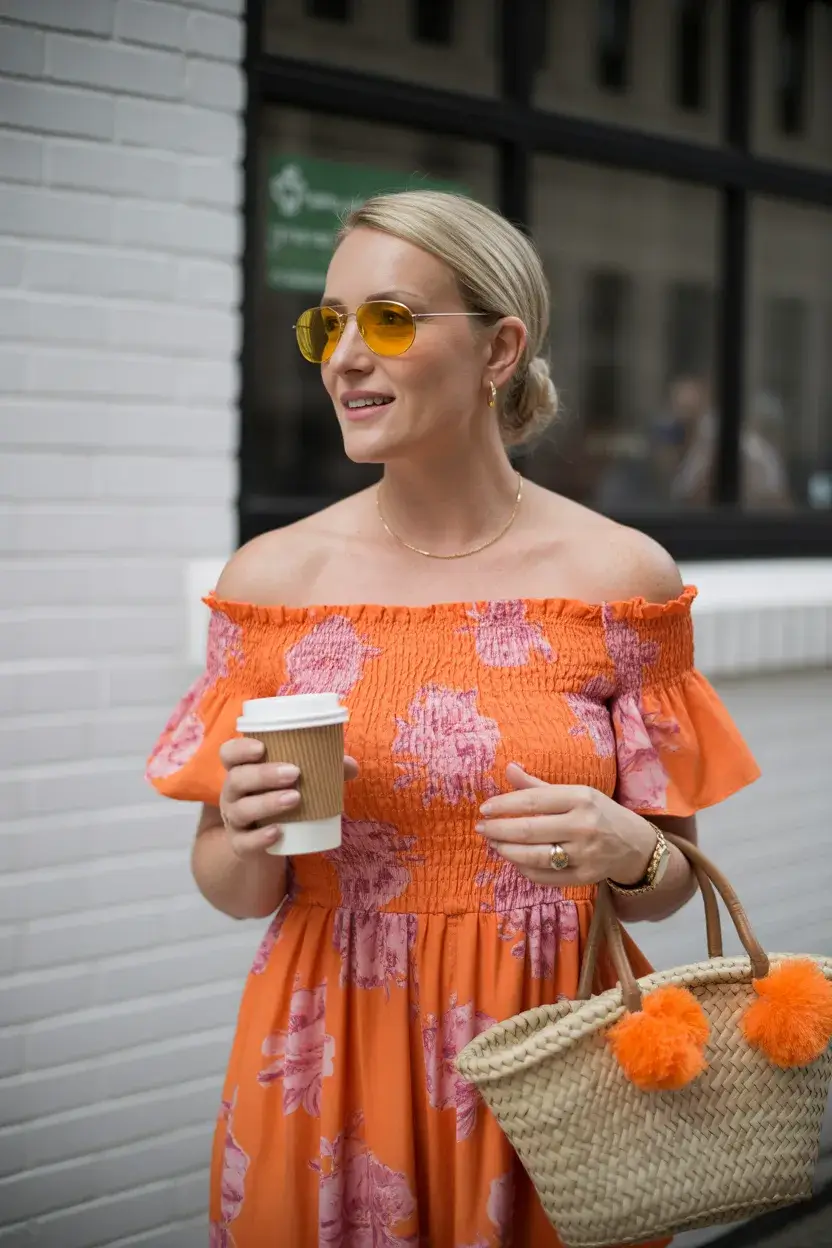 summer outfit for women over 50 2026 Playful Orange Florals That Bring Back Summer Joy