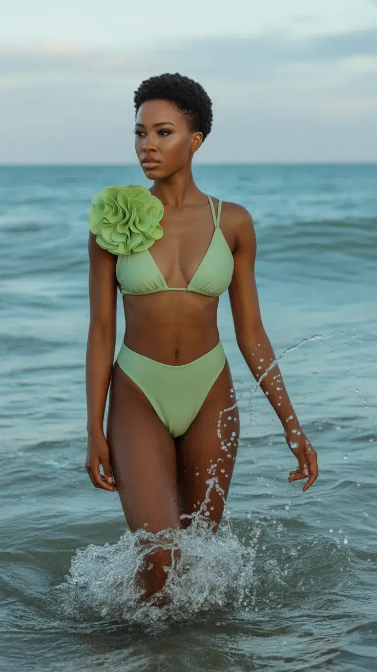 two piece swimsuit 2026 Floral Shoulder Statement Bikini