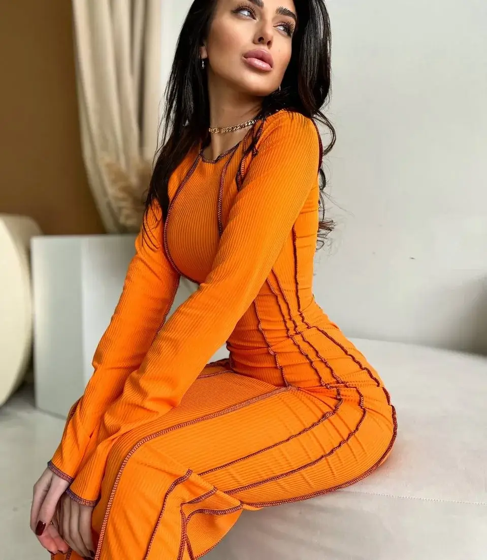 bodycon summer outfits 2026 Bold orange and the sculpted statement look