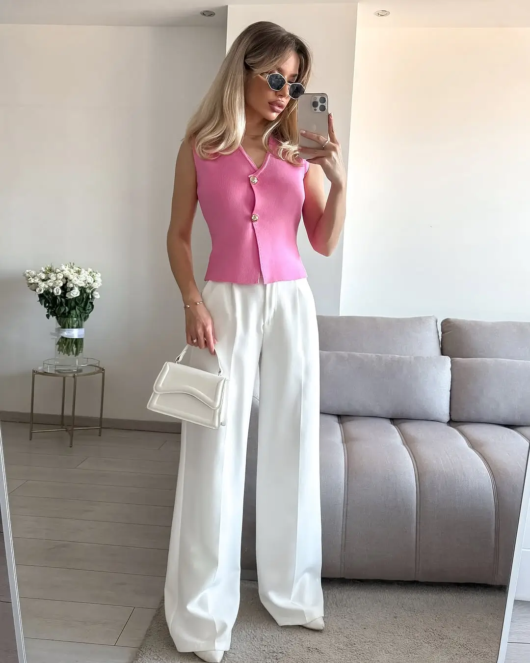 easy date outfits summer 2026 Pink Top And Wide Pants That Feel Clean And Modern
