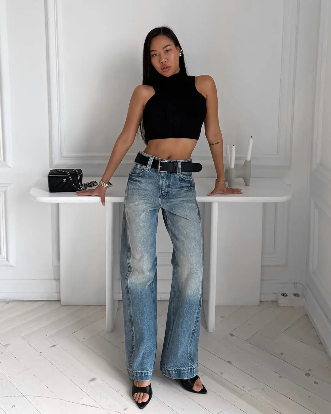 jeans outfit summer 2026 Clean lines and quiet confidence in light blue volume